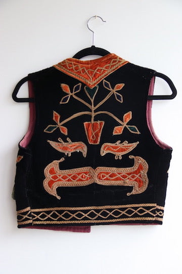 Vintage Hand Embroidered Velvet Vest