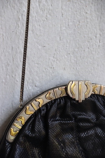 Finesse La Model black snakeskin leather bag