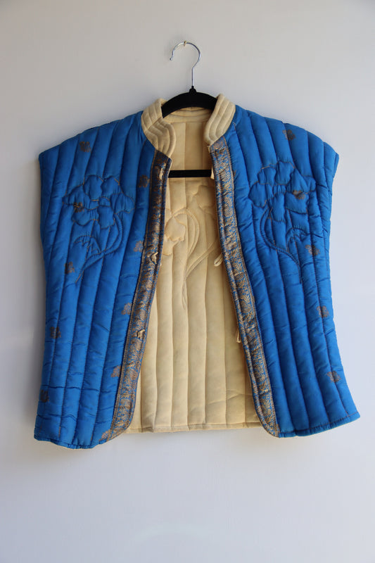 Vintage Blue Quilted Reversible Leather Vest