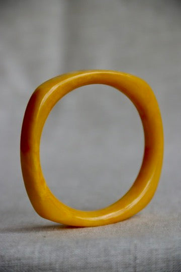 Yellow Plastic Bangle Bracelet - 60s