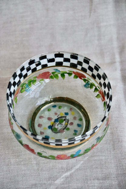 Mackenzie Childs Courtly Circus Rose Glass Bowl