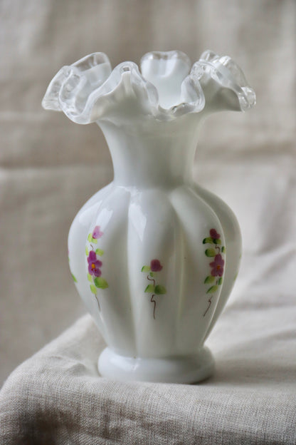 Fenton Hand-Painted Ruffled Rim Vase
