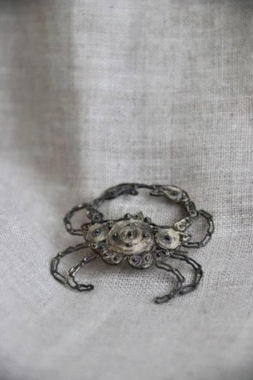 Silver Filigree Crab Pin