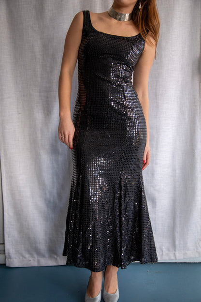 Nouveau Black Sequined Formal Dress