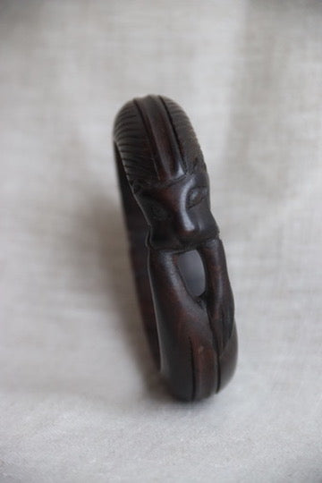 Antique Wooden Carved Bangle Bracelet