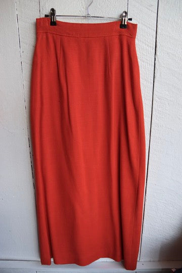 Vintage 1970s Beverly Paige Vermillion Orange Maxi Skirt