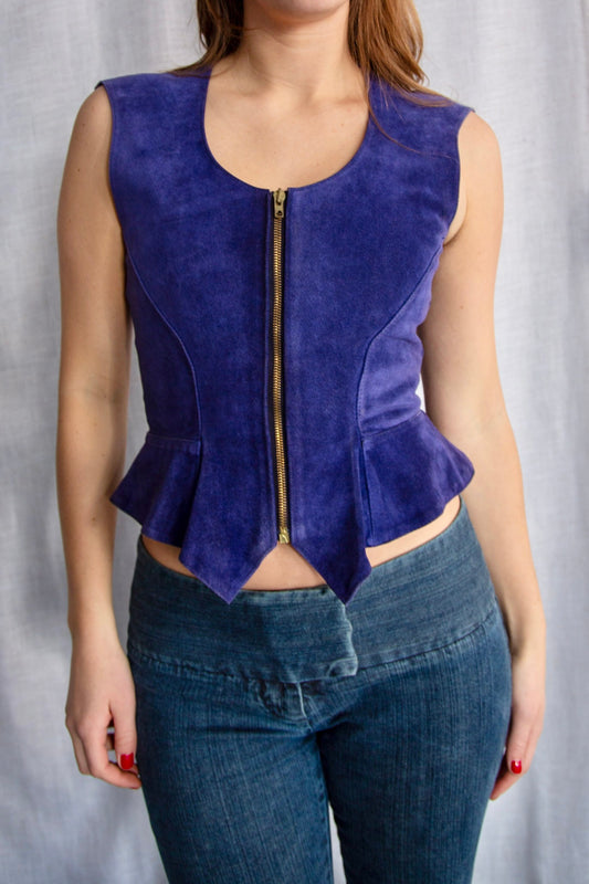 Vintage Purple Leather Top