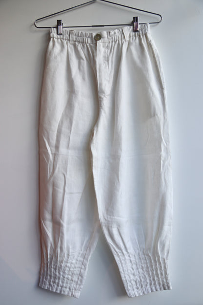 White Linen Pants with Alabaster Button