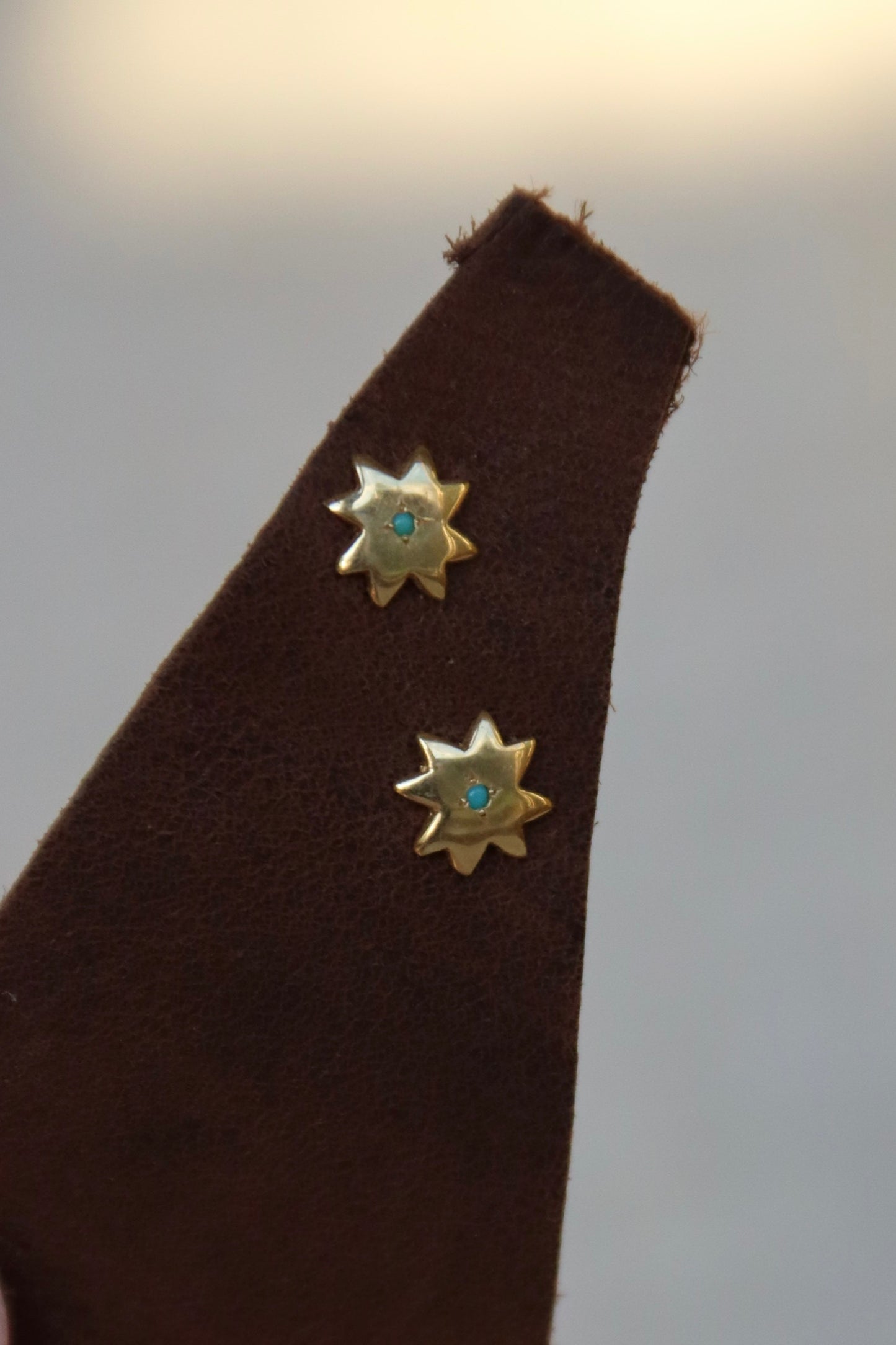 Marisa Mason Large Astral Stud Earrings - 14k Yellow Gold with turquoise