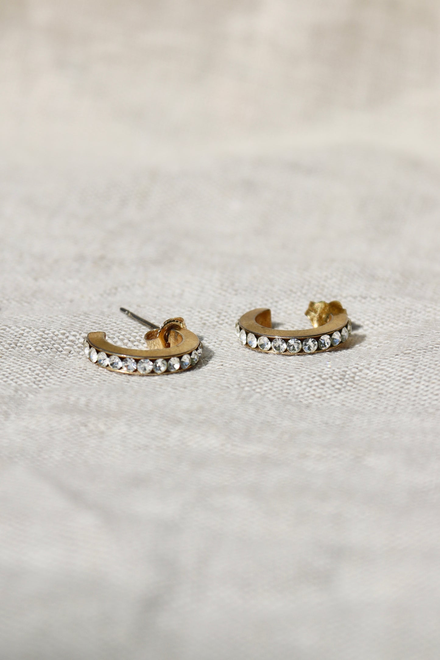 rhinestone gold tone hoop earrings