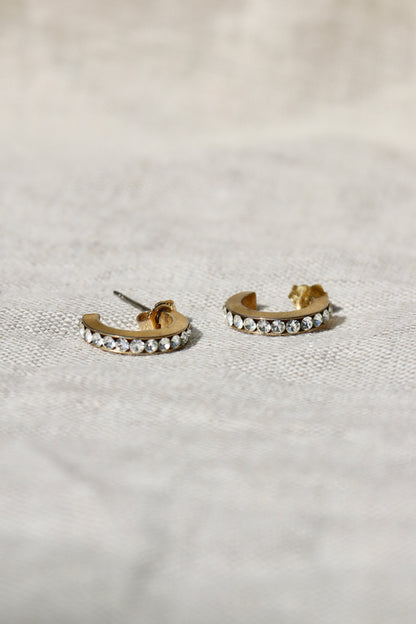 rhinestone gold tone hoop earrings