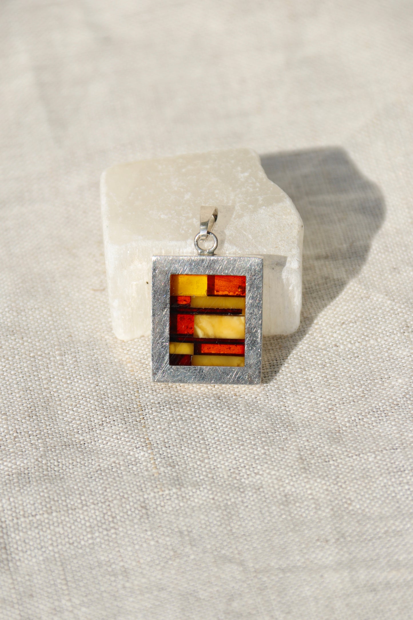 Sterling Silver Amber Inlay Pendant