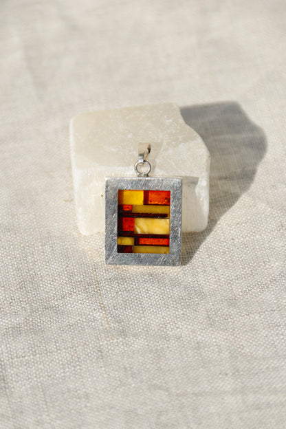 Sterling Silver Amber Inlay Pendant