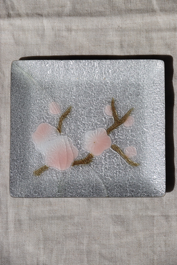 vintage Japanese Cherry Blossom Cloisonné Enamel Tray