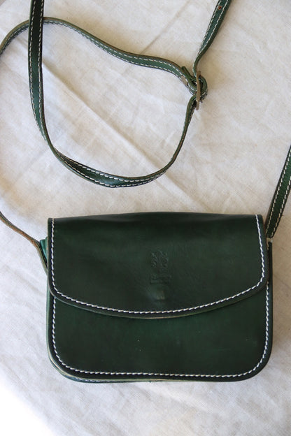 Italian Green Leather Crossbody Bag