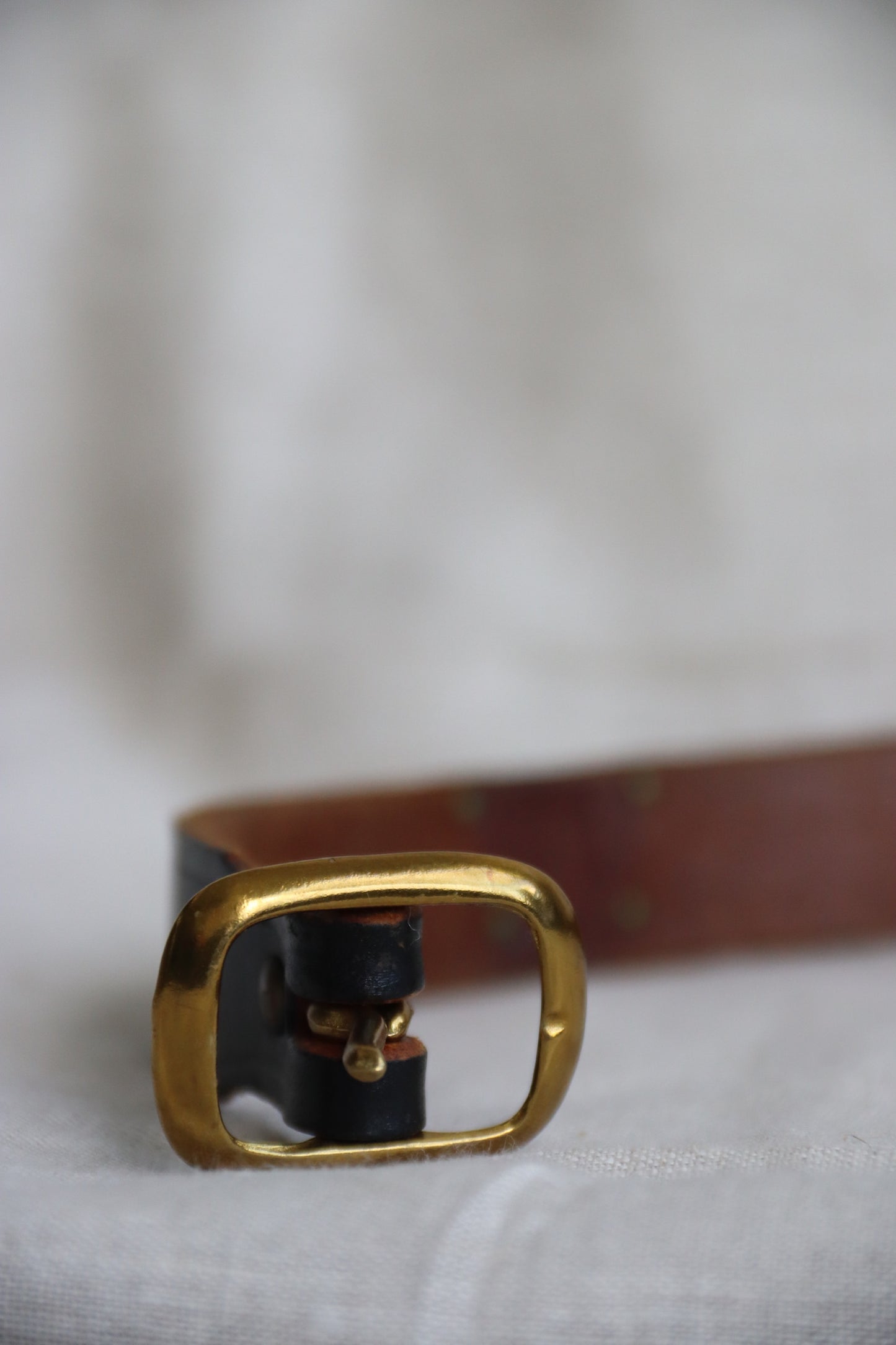 Vintage Black Belt with Gold Cow Stamps