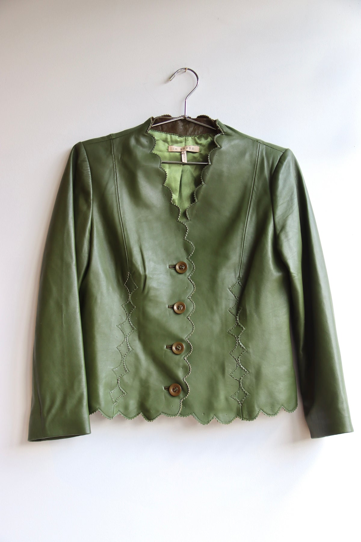 In Suede Green Leather Jacket