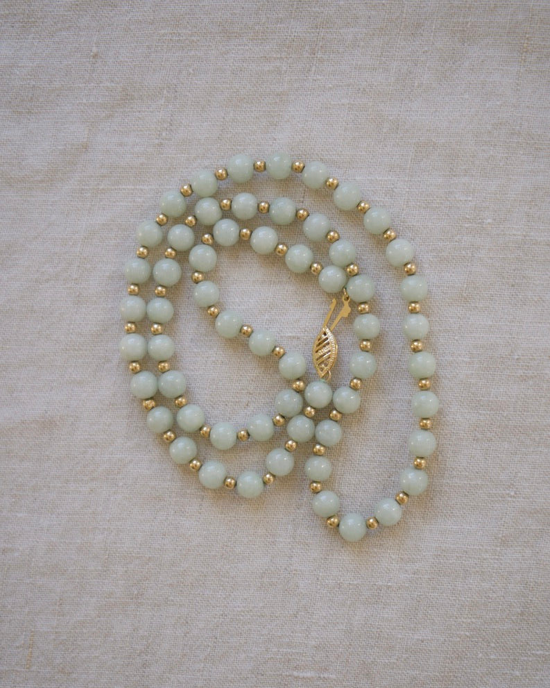 14K Jadeite Bead Necklace