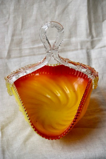 Vintage Orange Glass Basket