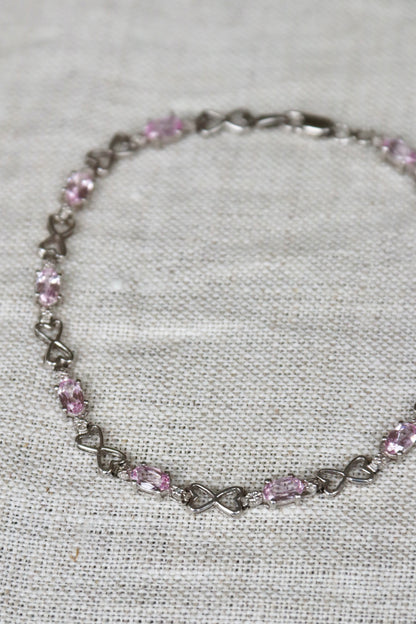 10K White Gold, Pink Sapphire and Diamond Bracelet