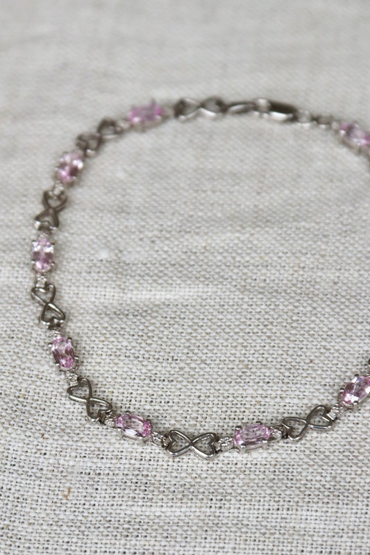 10K White Gold, Pink Sapphire and Diamond Bracelet