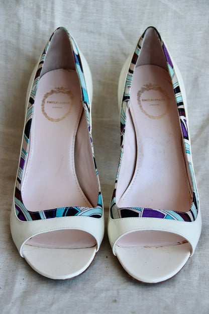 Emilio Pucci White Patent Heels - 40.5