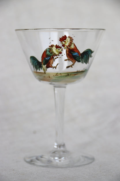 Handpainted Glass with Roosters