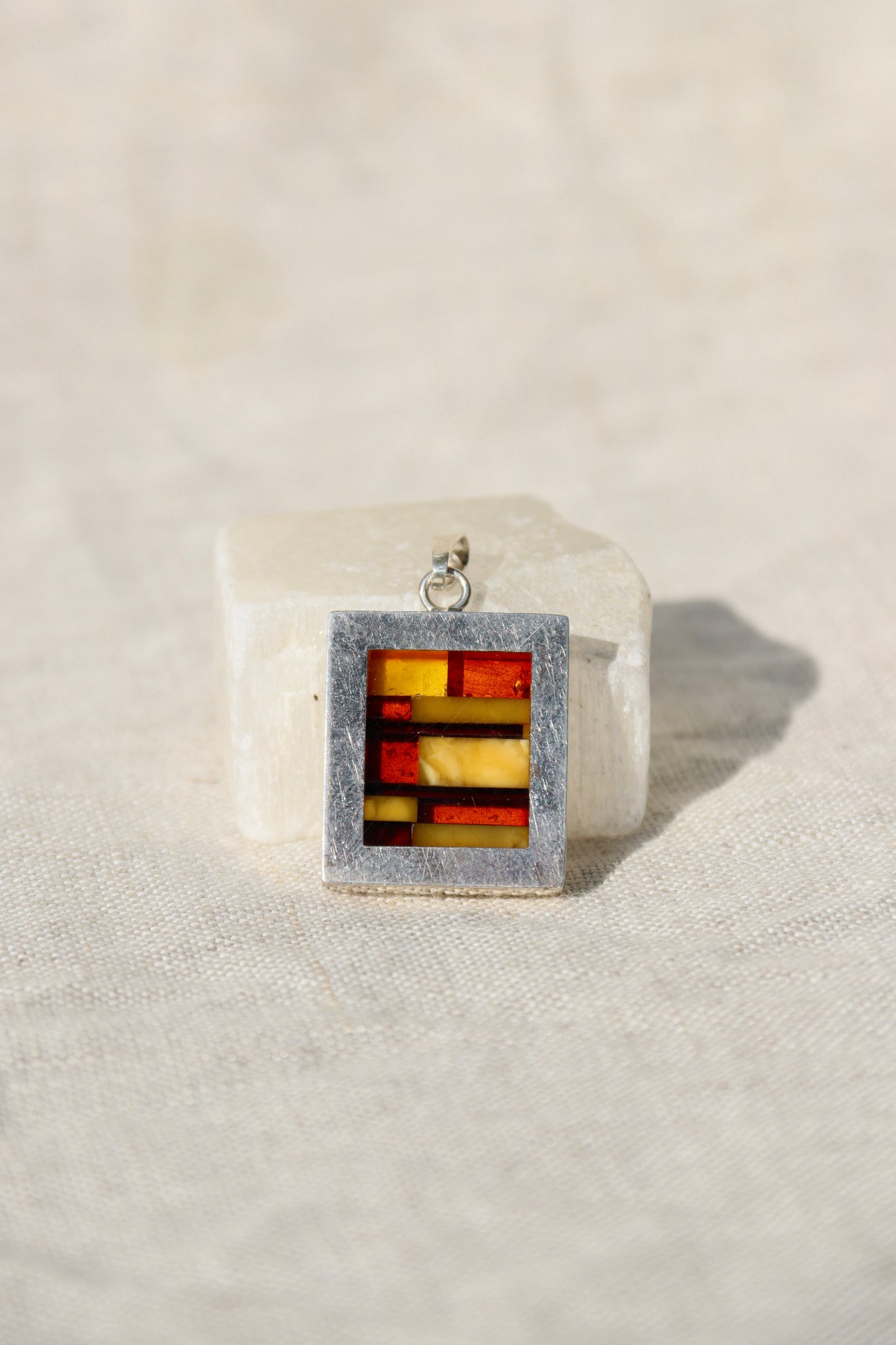 Sterling Silver Amber Inlay Pendant