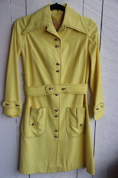 Vintage 80s Gigi Creations Yellow Trench Coat