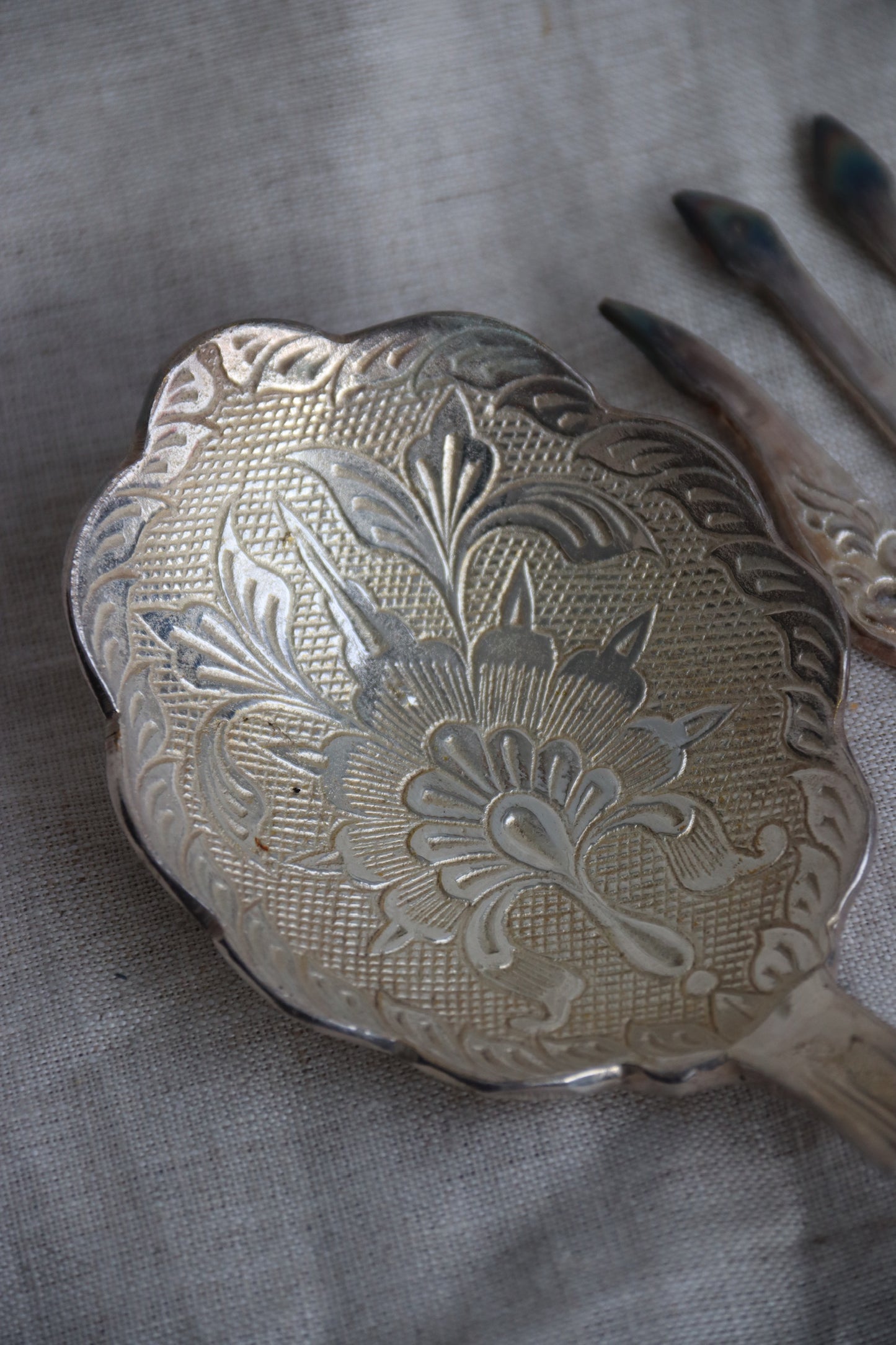 Vintage India Silver Plated Salad Serving Set