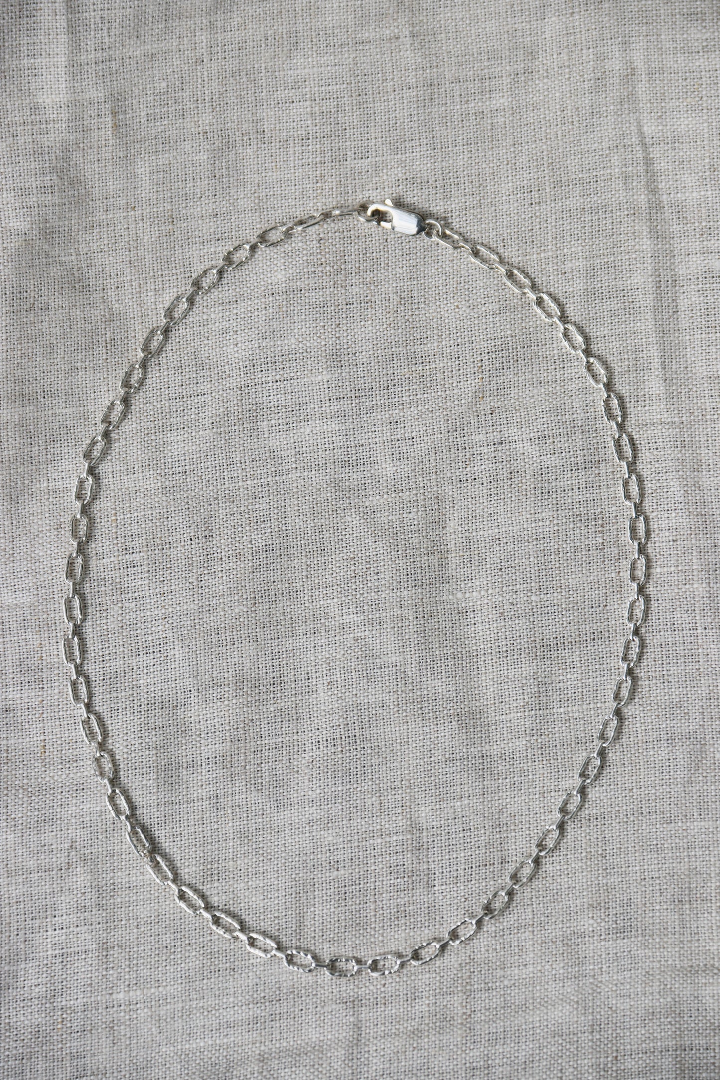 Sterling Silver Hammered Oval Chain Necklace