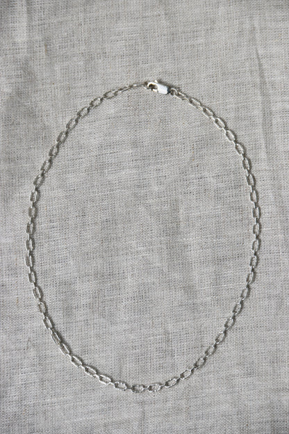 Sterling Silver Hammered Oval Chain Necklace