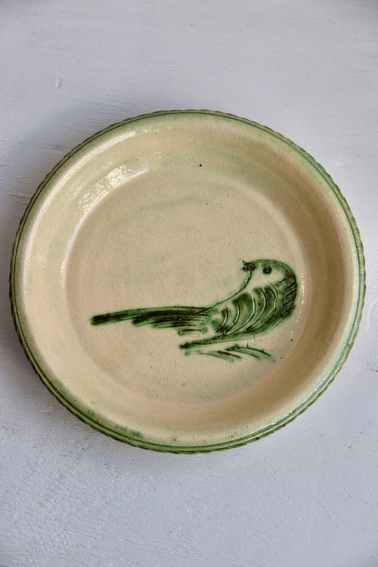 Guy Wolff Ceramic Pie Plate with Bird