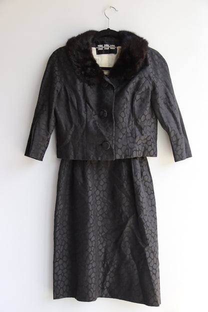 Carson Pirie Scott & Co. jacquard jacket and belted dress set