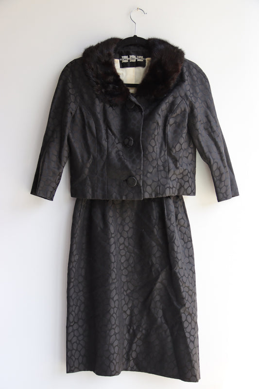 Carson Pirie Scott & Co. jacquard jacket and belted dress set
