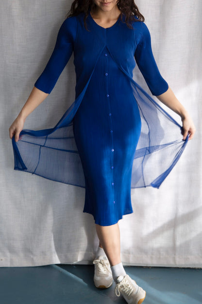 Blue Pleated Dress