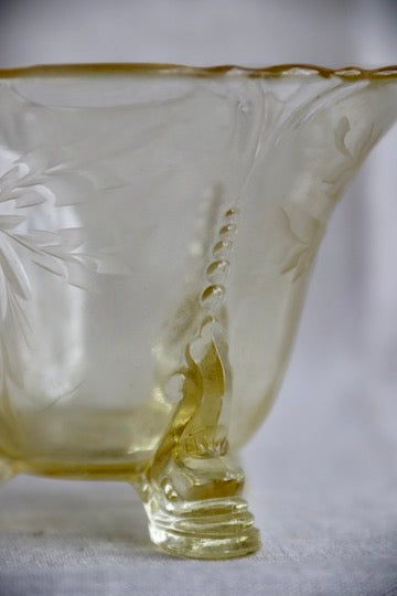 Yellow Glass Footed Dish