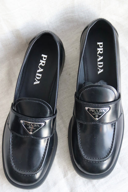 Prada Black Patent Leather Loafers - 7.5