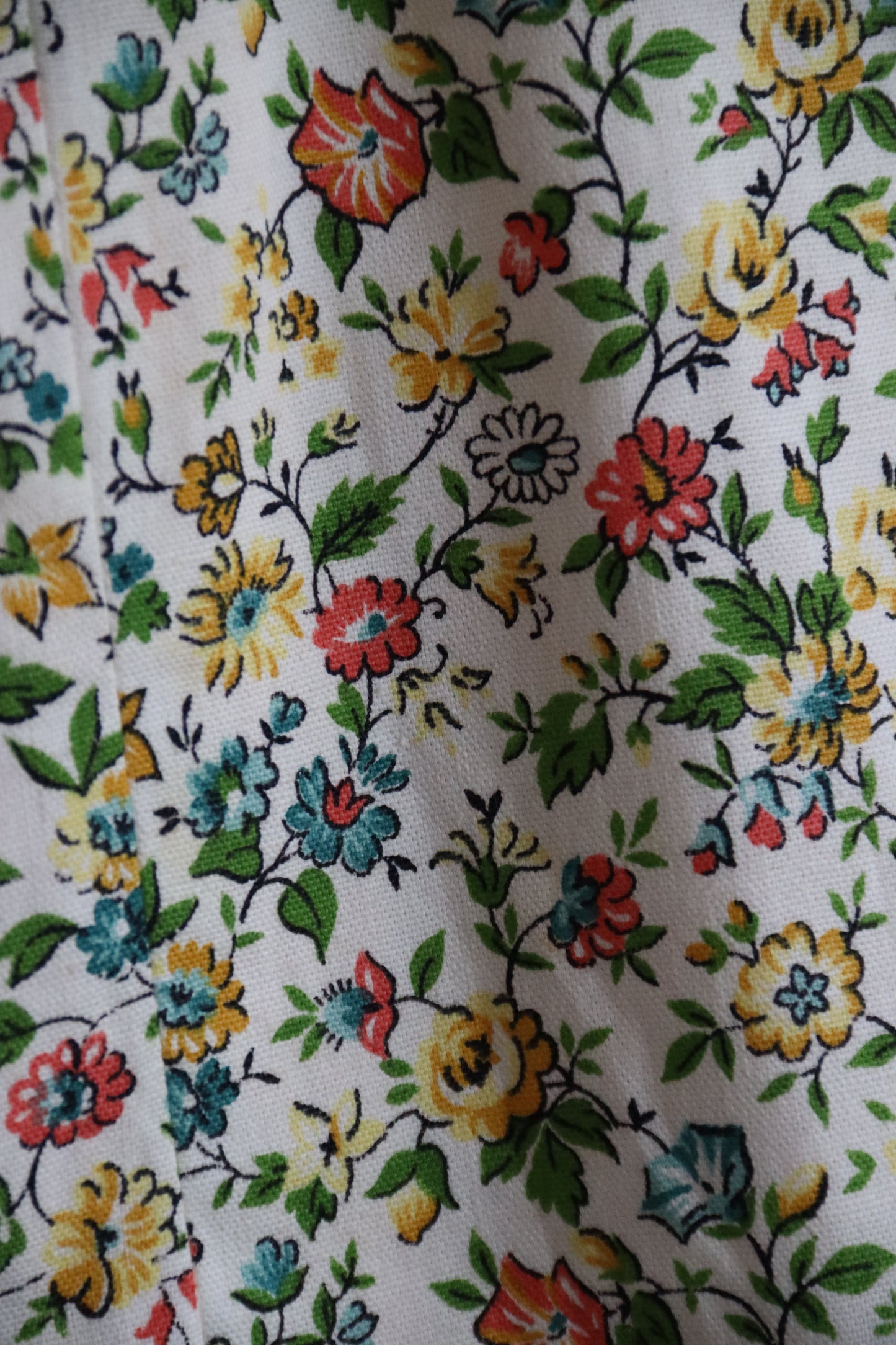 Floral and Butter Yellow Lined Wrap Skirt - 1970s