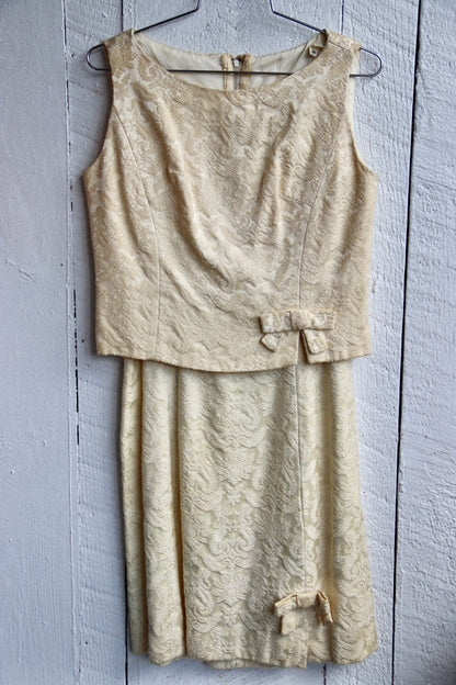 Vintage 60s Ann Barry Jr. Cream Top and Dress Set