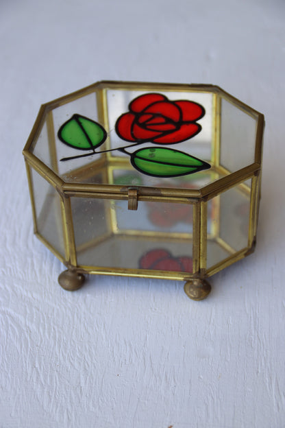Vintage Glass Box with Rose
