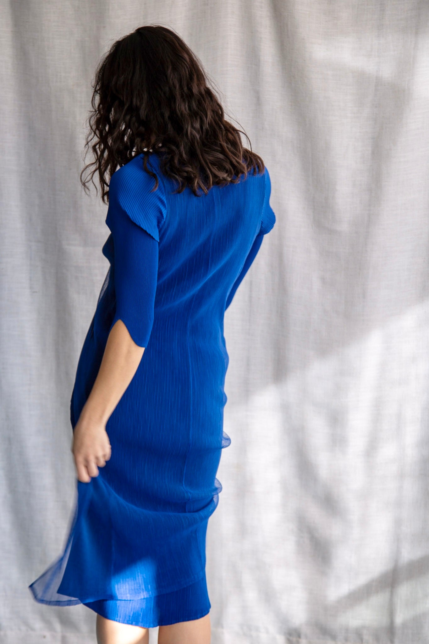 Blue Pleated Dress