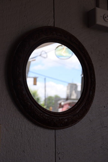 Round Wooden Mirror