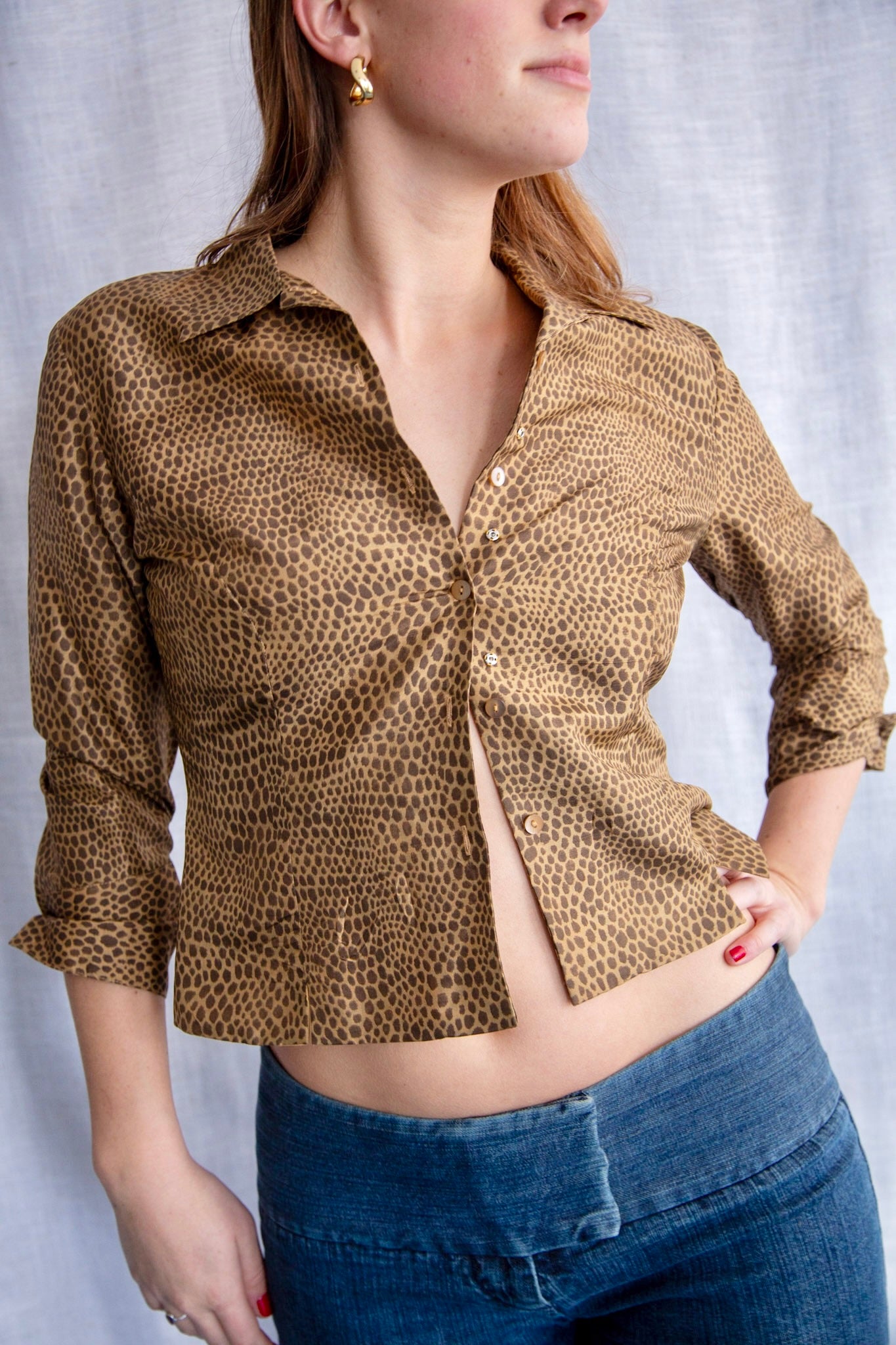 Ice Cheetah Print Silk Top
