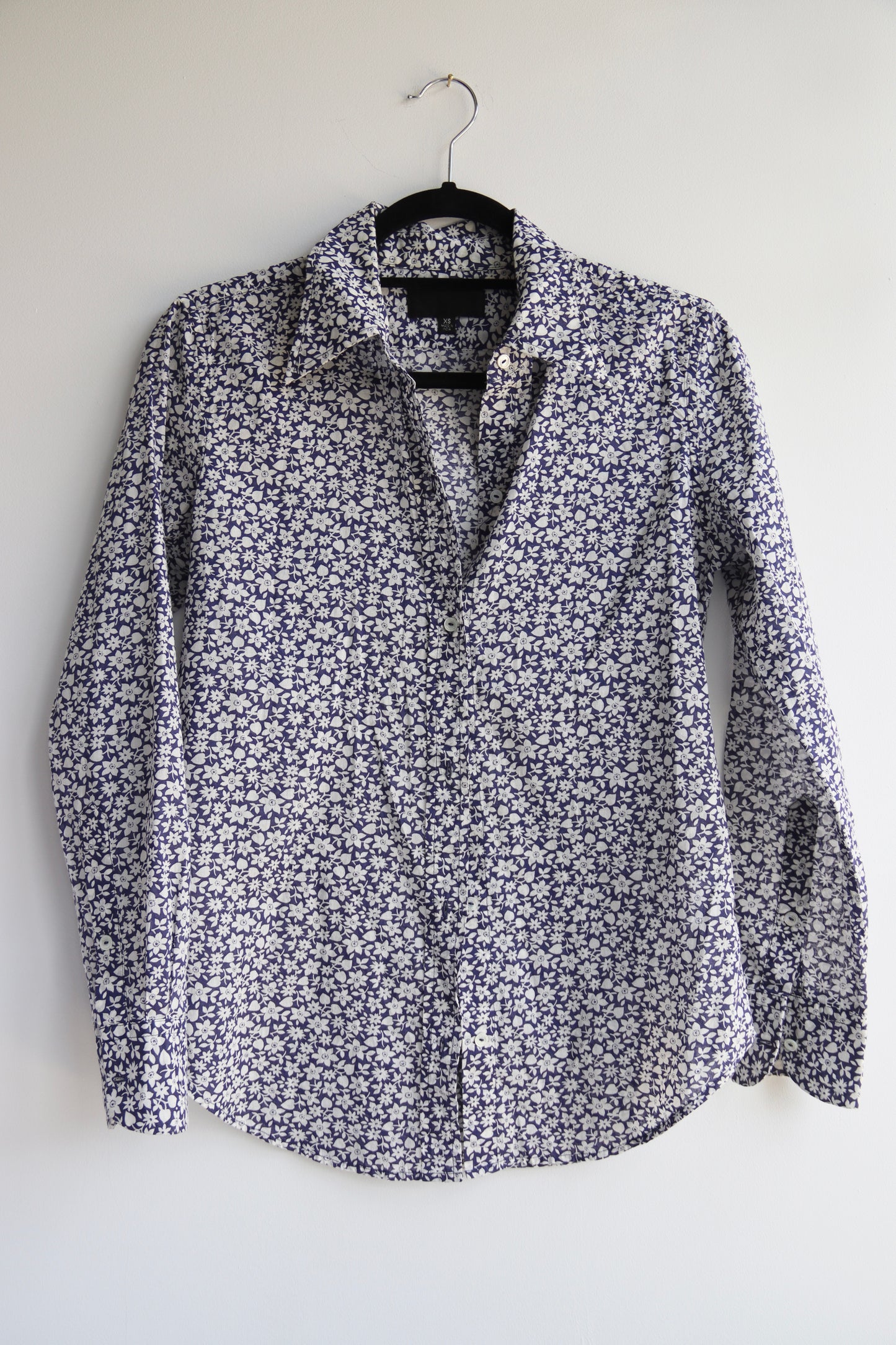 Nili Lotan Kate Blue and White Floral Shirt
