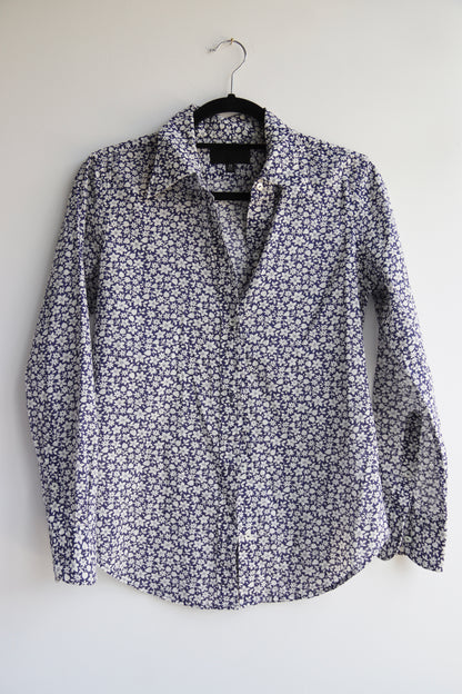 Nili Lotan Kate Blue and White Floral Shirt