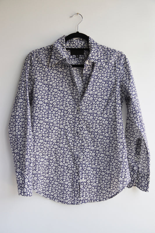 Nili Lotan Kate Blue and White Floral Shirt