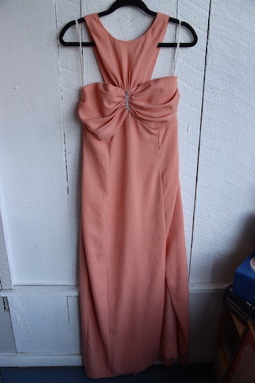 Vintage 90s Peach Pink Strapless Dress