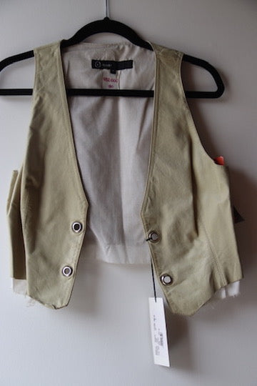 Leather Vest with raw hem