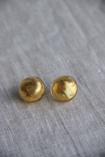 Gold Glass Clip On Earrings